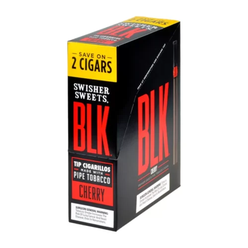 Swisher BLK Cherry 30-Count Value Pack | 15 x 2-Pack Foil Pouches | Tipped Cherry Cigarillo Display Box