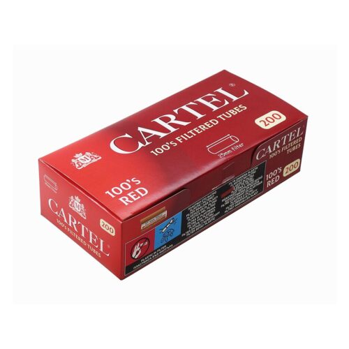 Cartel 100mm Red Filter Tubes | 25mm Long Filter 100mm Cork Tubes | Cartel Red 100s RYO Cigarette Tubes