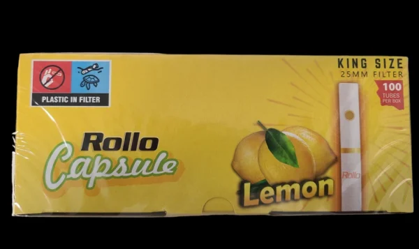 Rollo Lemon Capsule King Size Cigarette Tubes – 100ct Box (Crushball)