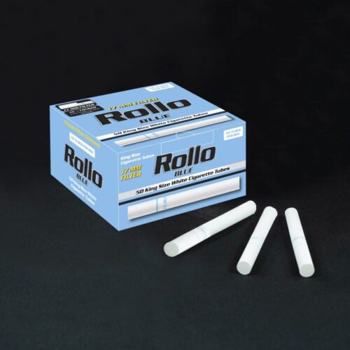 Rollo Blue Cigarette Tubes – 50ct Pocket Pack (White Tip)