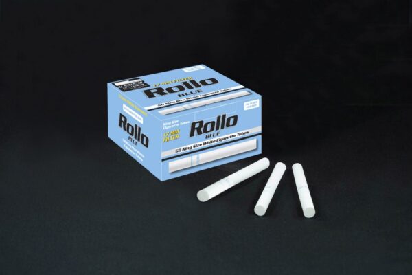 Rollo Blue Cigarette Tubes – 50ct Pocket Pack (White Tip)