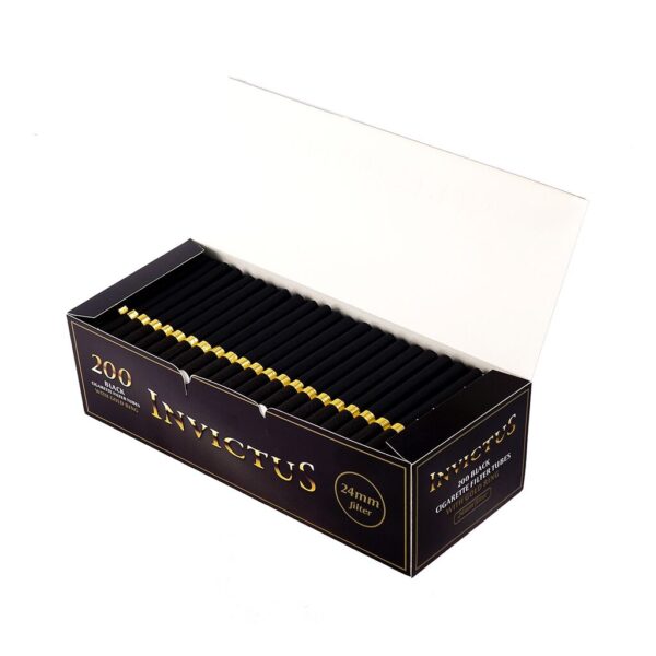 Invictus Black Luxury Filter Tubes with Gold Ring