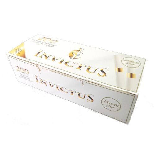 Invictus White & Gold Luxury XL Filter Tubes – 200 Count Box (24mm Filter)