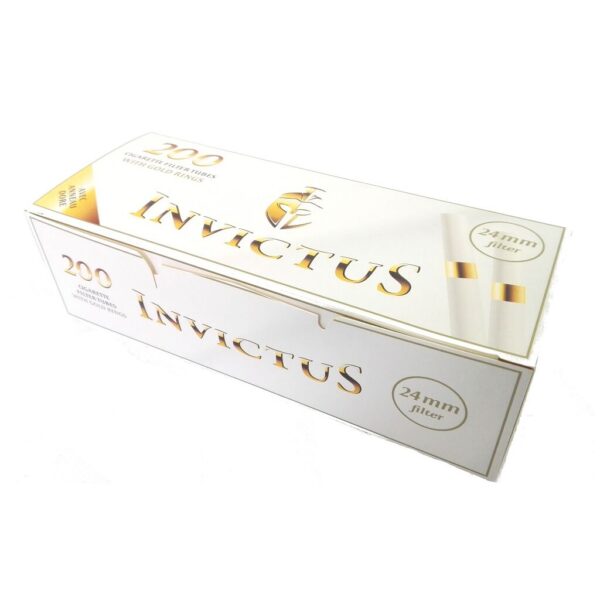 Invictus White & Gold Luxury XL Filter Tubes – 200 Count Box (24mm Filter)