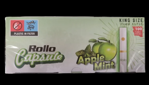 Rollo Apple Mint Capsule King Size Cigarette Tubes – 100ct Box