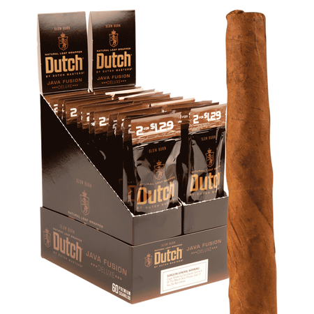 Dutch Masters Java Fusion 60-Count Display | 30 x 2-Pack Foil Pouches | Smooth Coffee-Infused Natural Leaf Cigarillos