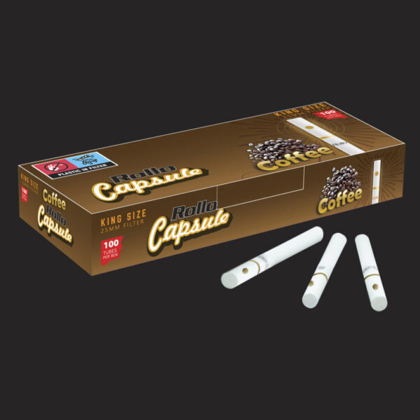 Rollo Coffee Capsule King Size Cigarette Tubes – 100ct Box (Crushball)