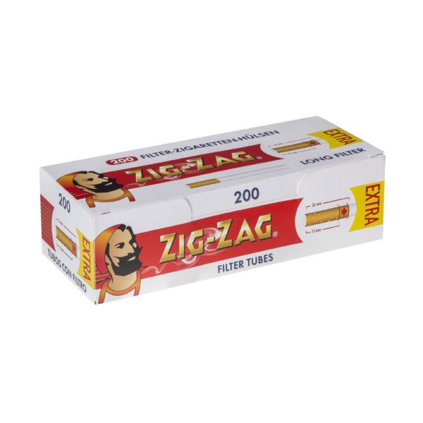 ZIG-ZAG Extra Filter Tubes – 200 Count Box (24mm Extra Long Filter)